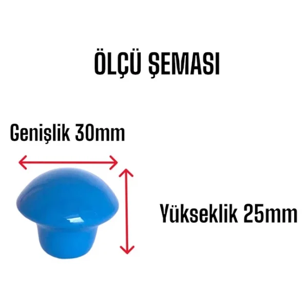 Mavi Mantar Düğme Kulp Çocuk Bebek Mobilya Çekmece Dolap Kapak Kulbu Metal Kulp Aksesuarları Vidalı - Görsel 3