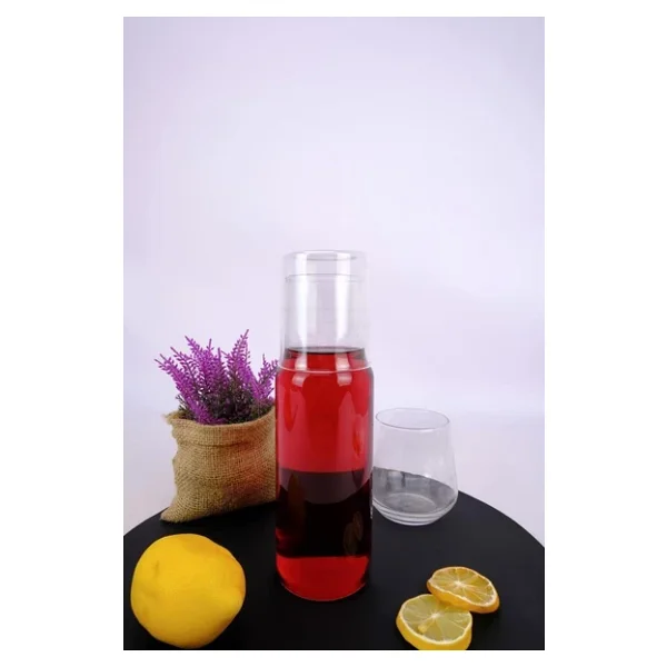 Digithome Cam Kapaklı Başucu Su ve Meşrubat Sürahisi Karaf Şişe 600 ml - H2O75975 C1-1-18 - Görsel 6