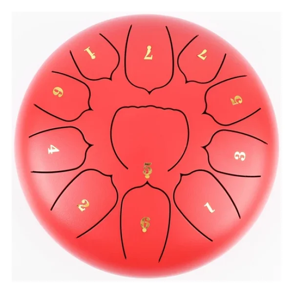 Jwin Jtn-1011 10 Inç 11 Ses Ton Çelik Handpan Tongue Drum Davulu - Kırmızı - Görsel 3