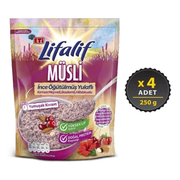 Eti Lifalif İnce Öğütülmüş Hibiskuslu Müsli 250 gr 4'lü - Görsel 6