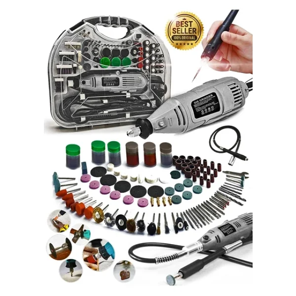 Proxtech Premium Seri Devirli Çantalı Dramel Gravür Seti Hobi Taşlama Kit, Pro Ahşap Oyma Seti Mengene - Görsel 3