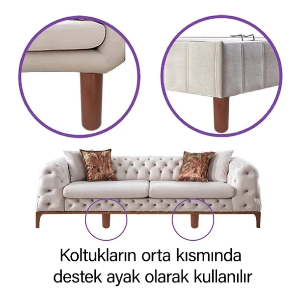 Destek Ayağı 9,5-14,5 Cm Kahverengi Ve Metal Düz Ayak Tabanı M8 Civatalı İnce Diş Mobilya Kanepe Baza Koltuk Seti - Görsel 4