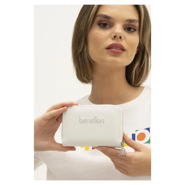 Benetton Beyaz Nano Orta Boy Kadın Cüzdan BNT 1303 - Görsel 2