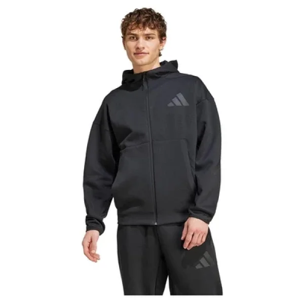 Adidas Z.N.E. JE7538 Kapüşonlu Siyah Erkek Eşofman Üstü - Görsel 3