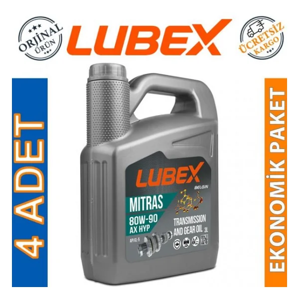 Lubex Mitras AX HYP 80W-90 3 Lt Manuel Şanzıman Dişli Yağı (4 Adet) - Görsel 4