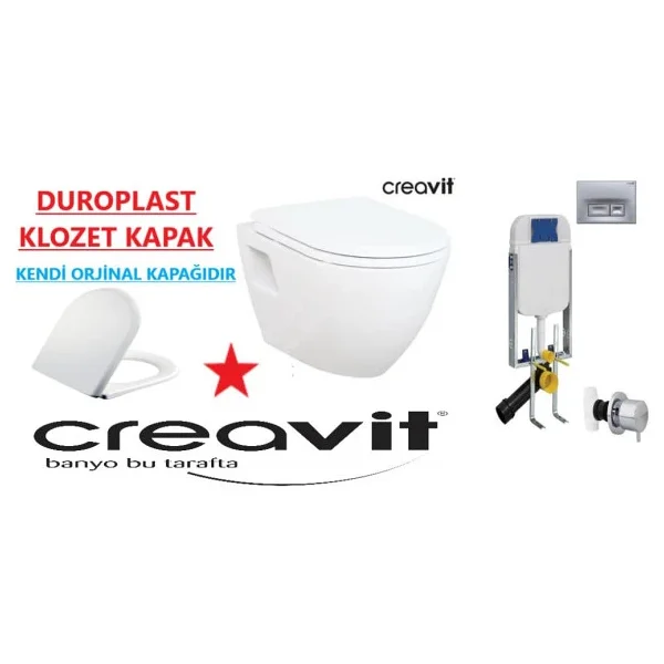 Creavit GR5001-Tp325 Gömme Rezervuar Seti 5 Lİ SET YAVAŞ KAPAK - MAT BUTON - Görsel 7
