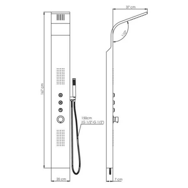 Gpd DSP08 Duş Paneli Inox (Basmalı) - Görsel 5
