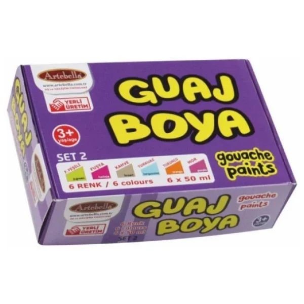 Artebella 50 ml 6 Renk Guaj Boya Seti 2 - Görsel 4