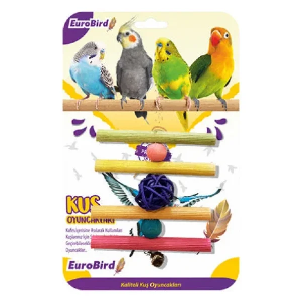 EuroBird Kuş Oyuncağı Renkli Dörtlü Tahta Merdiven - Görsel 3