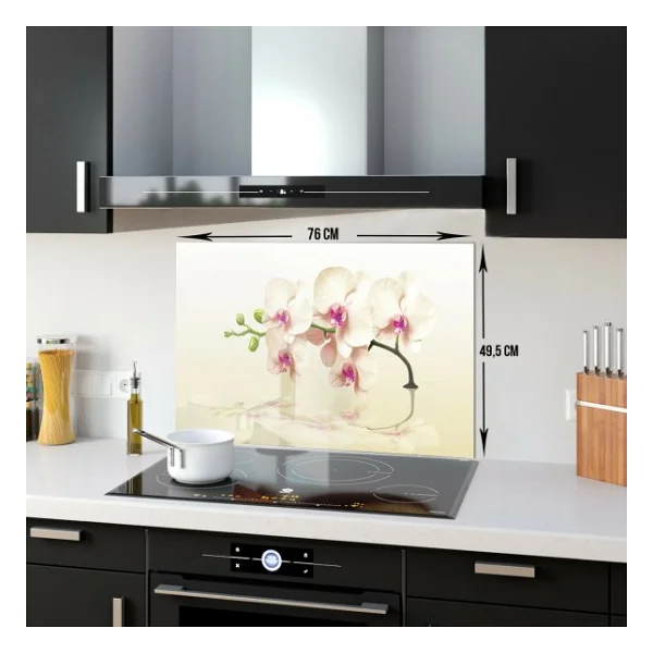DECORITA Krem Orkide Cam Ocak Arkası Koruyucu - Görsel 5