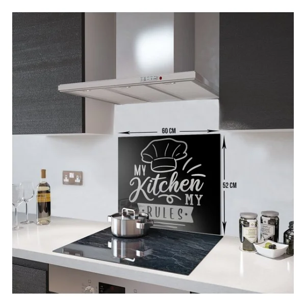 DECORITA My Kitchen My Rules Cam Ocak Arkası Koruyucu - Görsel 4