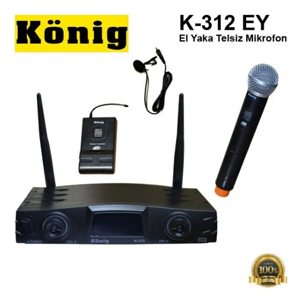 König K-312 16 Kanal UHF Kablosuz 1 El+ 1 Yaka Mikrofonu - Görsel 2