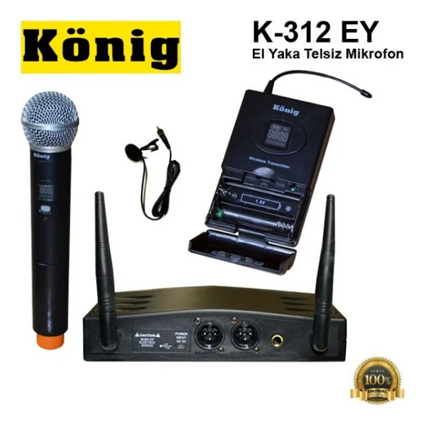 König K-312 16 Kanal UHF Kablosuz 1 El+ 1 Yaka Mikrofonu - Görsel 3