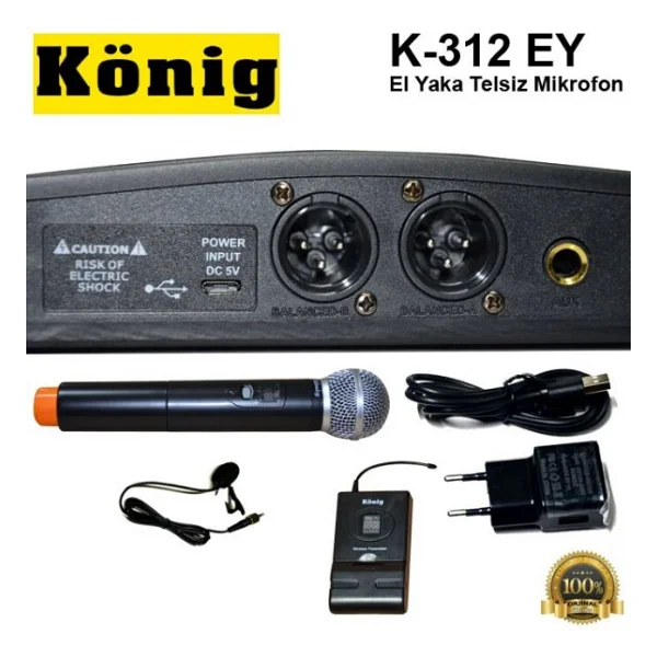 König K-312 16 Kanal UHF Kablosuz 1 El+ 1 Yaka Mikrofonu - Görsel 4