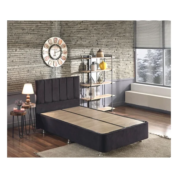 Niron Ela Baza ve Başlık Seti -120x200 cm Tek Kişilik Siyah Kumaş Baza ve Başlığı Silinebilir Soho Kumaş - Görsel 3