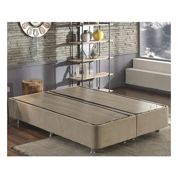 Niron Ela Baza -140x190 Cm Çift Kişilik Sandıklı Sütlü Kahve Kumaş Baza Silinebilir Soho Kumaş - Görsel 3