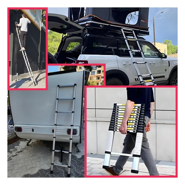 7 Basamaklı - 200 Cm. Teleskobik / Teleskopik Alüminyum Merdiven - I Tipi Uzayan Merdiven - Görsel 6