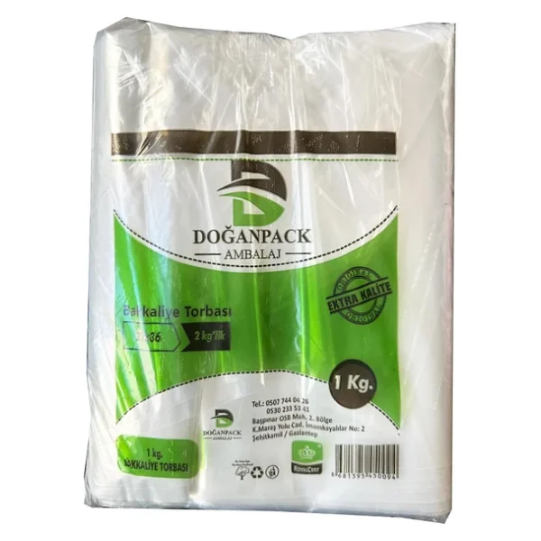 Doğanpack Şeffaf Naylon 2 lik 23x36 Cm. Bakkaliye Poşeti Torbası - 1 Kg. - Ort. 190 Adet - 10 Paket - Görsel 3