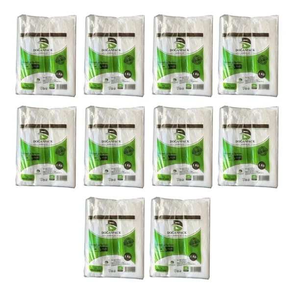Doğanpack Şeffaf Naylon 2 lik 23x36 Cm. Bakkaliye Poşeti Torbası - 1 Kg. - Ort. 190 Adet - 10 Paket - Görsel 2