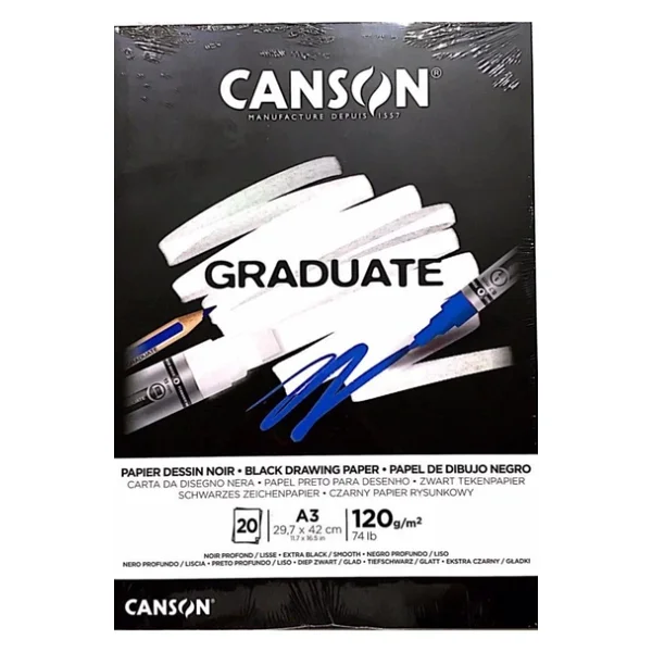 Canson Çizim Bloğu Graduate Cangrad Siyah 20 SY A3 120 GR - Görsel 2