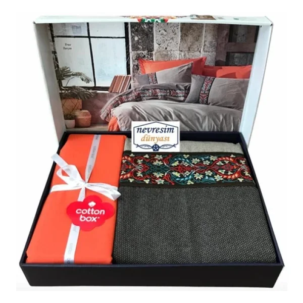 Cotton Box Folk Art Çift Kişilik Nevresim Takimi True Tarçın - Görsel 7