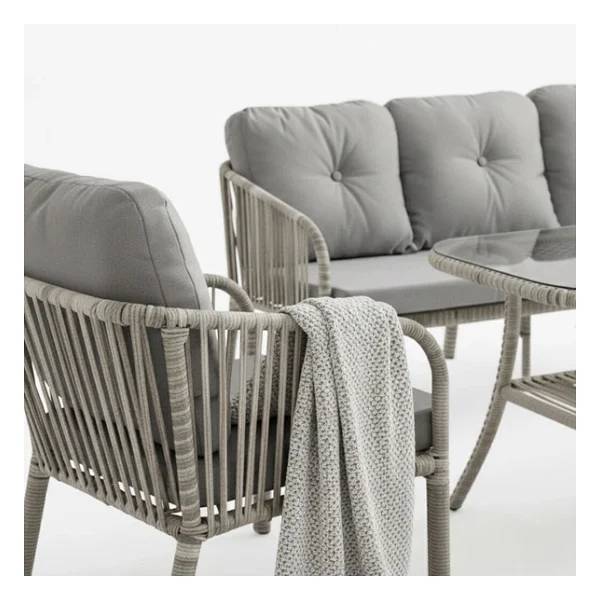 Capri Swing Artemis Üçlü Rattan Balkon Bahçe Takımı Beyaz - Görsel 3