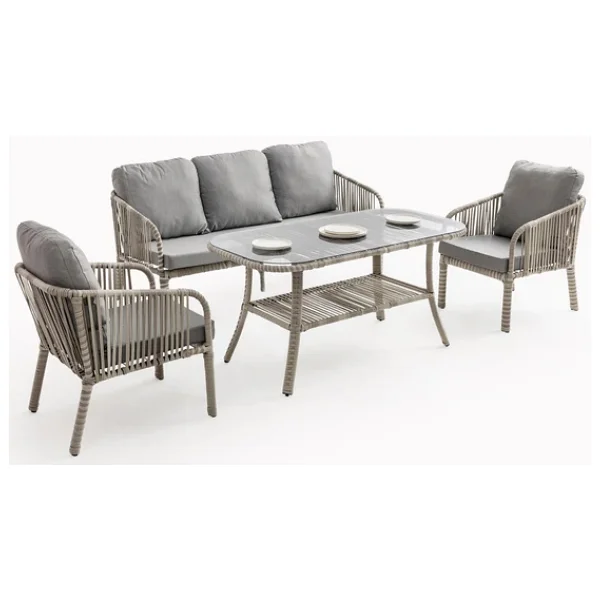 Capri Swing Artemis Üçlü Rattan Balkon Bahçe Takımı Beyaz - Görsel 2