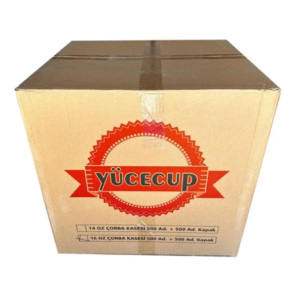 YüceCup Kraft Kağıt Şeffaf Kapaklı Çorba Kasesi - 16 Oz - 480 Ml. - 500 Adet / Koli - Görsel 5