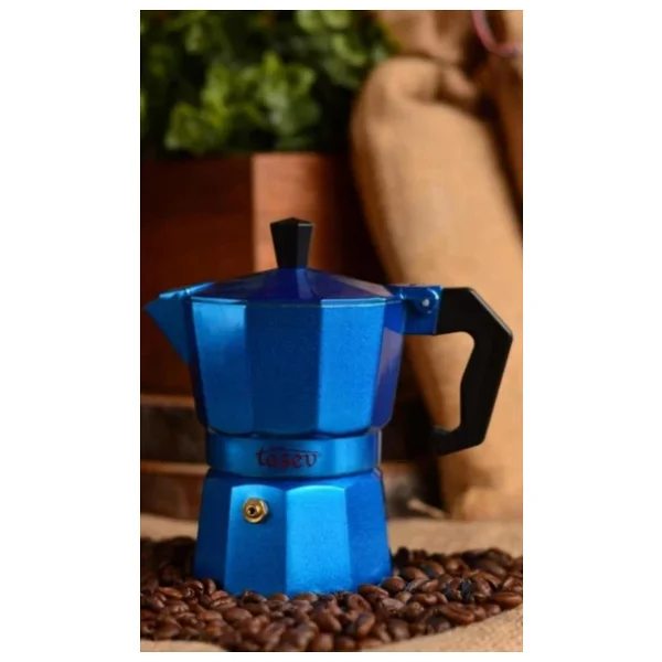 Taşev Piccolo 3 Fincan Mavi Moka Pot - Görsel 5