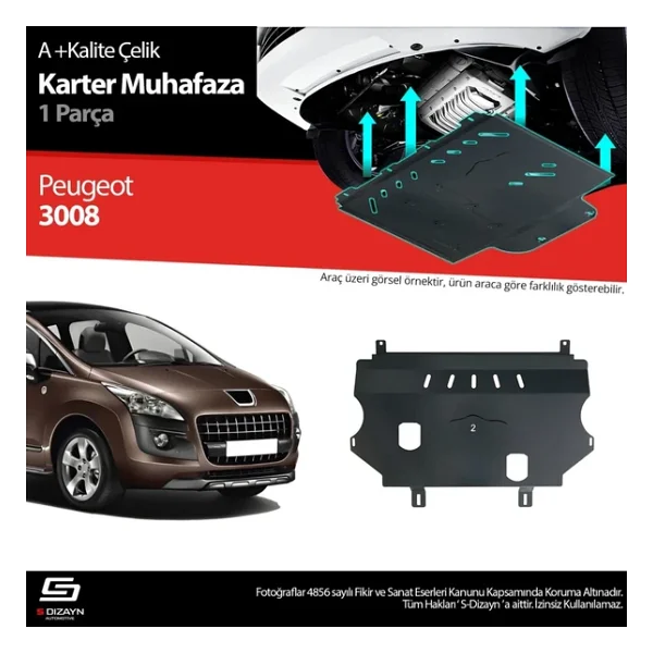 S-Dizayn Peugeot 3008 Çelik Karter Muhafaza 2009-2016 A+ Kalite - Görsel 2