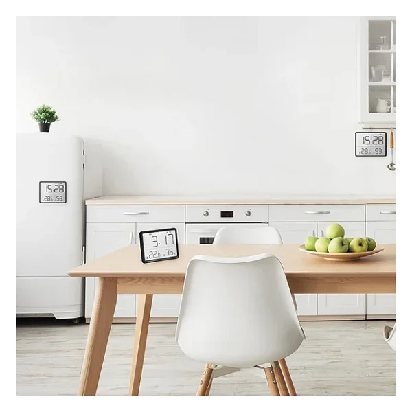 HyMark Mıknatıslı LCD Dijital Ekran 9x7 cm Pilli Mini Saat Alarm Saat Nem Göstergesi Sıcaklık Ölçer - Görsel 8