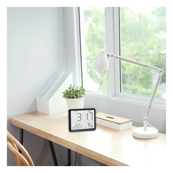 HyMark Mıknatıslı LCD Dijital Ekran 9x7 cm Pilli Mini Saat Alarm Saat Nem Göstergesi Sıcaklık Ölçer - Görsel 7