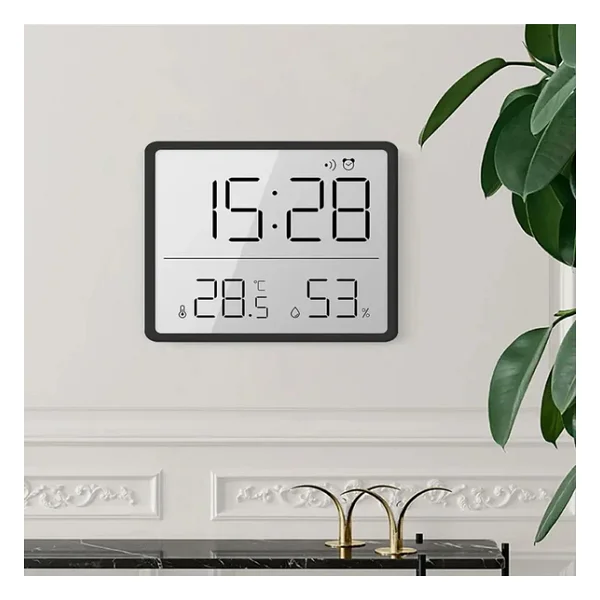 HyMark Mıknatıslı LCD Dijital Ekran 9x7 cm Pilli Mini Saat Alarm Saat Nem Göstergesi Sıcaklık Ölçer - Görsel 6