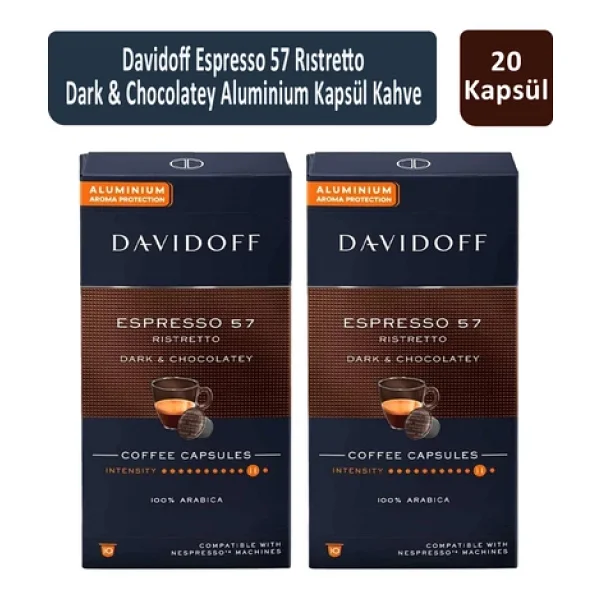 Davidoff Espresso 57 Ristretto Dark ve Chocolatey Kapsül Kahve 10'lu 2 Adet - Görsel 6