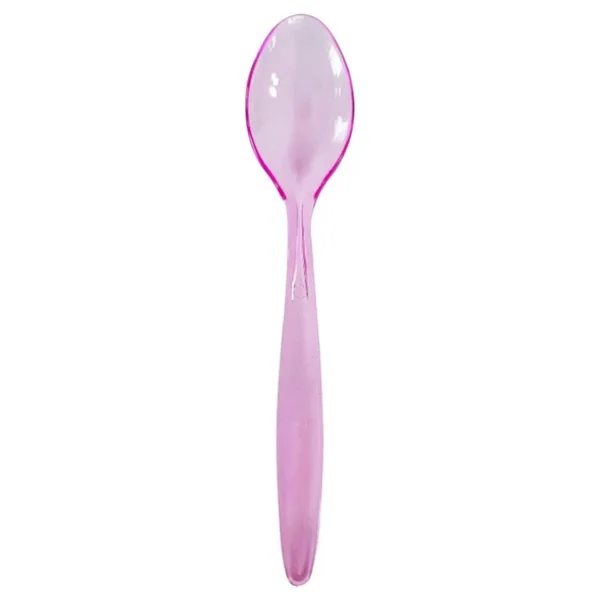 Plastik Şeffaf Pembe Sup Kaşık - Tatlı Dondurma Kaşığı - 12.5 Cm. - 50 Adetlik 5 Paket - Görsel 2