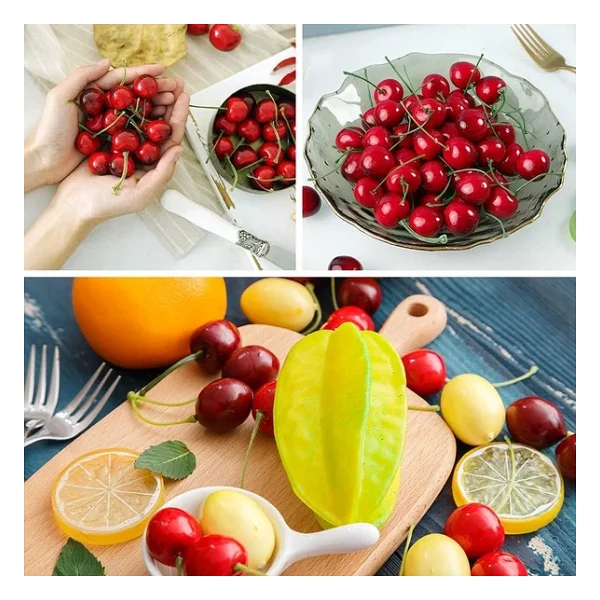 Yapay Kiraz Kırmızı 20li Paket Yapay Meyve - Görsel 3