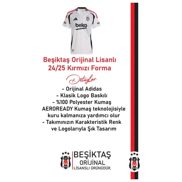 Beşiktaş Orijinal Lisanslı 24-25 Beyaz Forma - Görsel 3