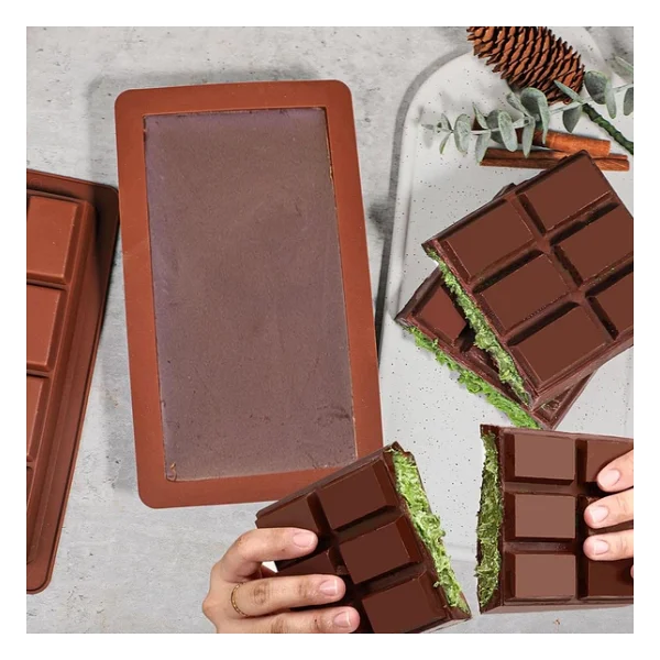 Silikon Kalıp Dubai Çikolata Bar ve Kek Büyük Boy Derin Tablet Dubai Çikolatası Kalıbı - Görsel 4