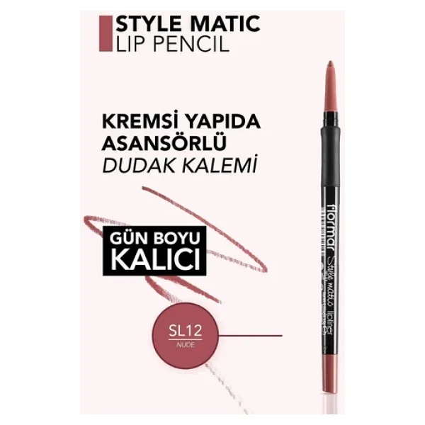 Flormar Stylematic Waterproof Mat SL12 Nude Dudak Kalemi - Görsel 4