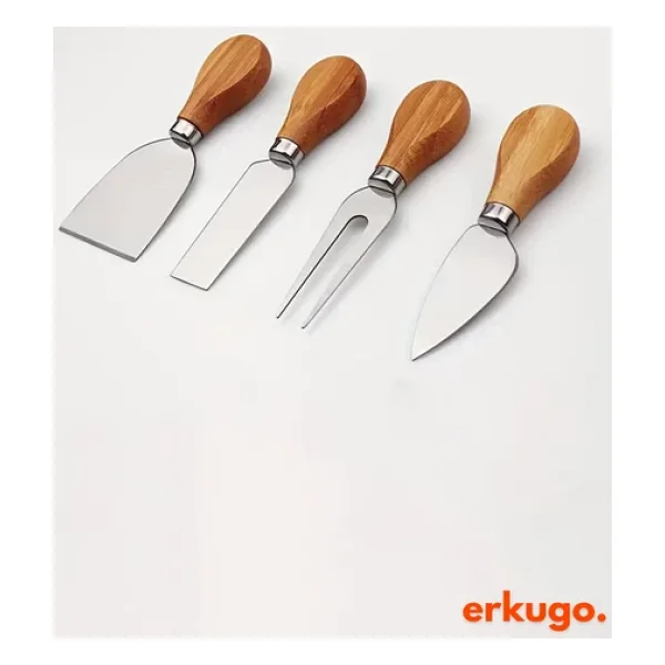 5 Parça Bambu Peynir Sunum Tahtası ve Çatal - Spatula -Mini Spatula - Bıçak Seti, Peynir Kesim Panosu, Sunum Seti - Görsel 5