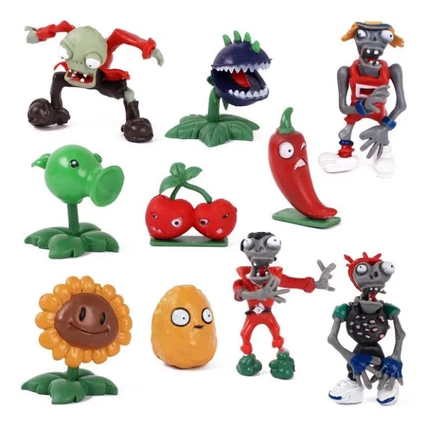 Plants And Zombies zombiler+ Bitkiler 10 adet 3-7 cm figur set - Görsel 5