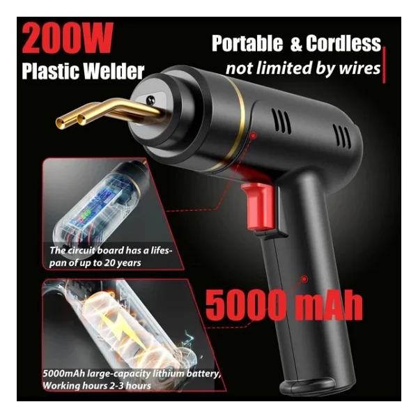 200 Watt 600 Adet Tel 5000 Mah Batarya Desteği Kablosuz Şarjlı Tampon Plastik Parça Tamir Kaynak Makinesi - Görsel 6