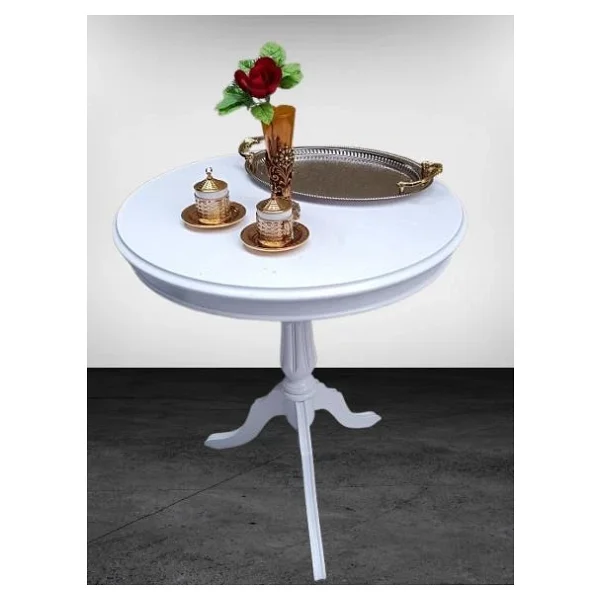 Fiskos Sehpa Eko 90502 Baba 3 Ayak 60Cm Hareketli Mdf Tabla Parlak Beyaz El Yapım - Görsel 9