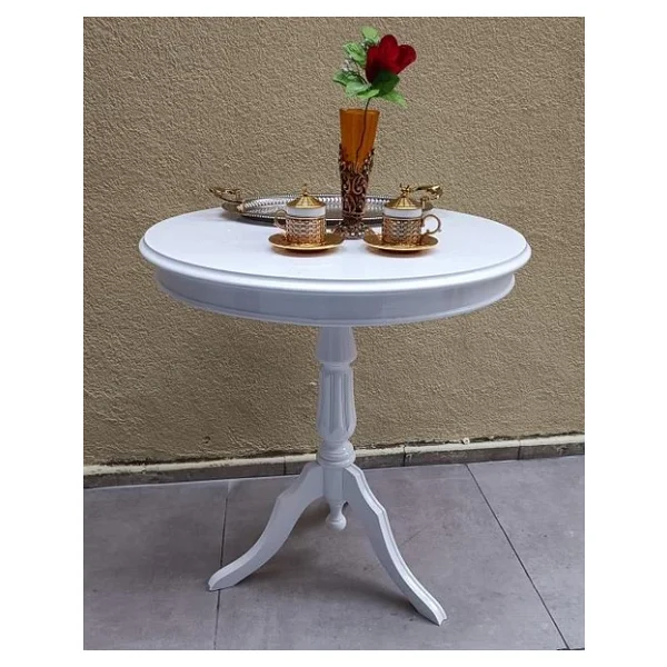 Fiskos Sehpa Eko 90502 Baba 3 Ayak 60Cm Hareketli Mdf Tabla Parlak Beyaz El Yapım - Görsel 4