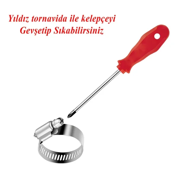 Hortum Kelepçesi Tork Ayarlı 23X35 Mm Paslanmaz Çelik Boru Metal Kelepçe Ayarlanabilir Klips 5 Adet - Görsel 7