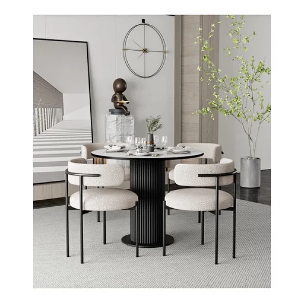Avvio Rio 90x90 Lake Mdf Ptt Ayak Yuvarlak Mutfak Masası Takımı Yemek Masası Takımı DÜZ BEYAZ - Görsel 2
