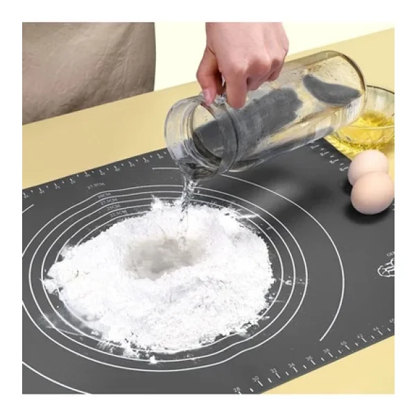 Yenigeldi Gri Silikon Yapışmaz Hamur Açma Matı, Ölçekli Hamur Açma Altlığı Masa Tezgah Yüzey Koruyucu 50x40cm - Görsel 2