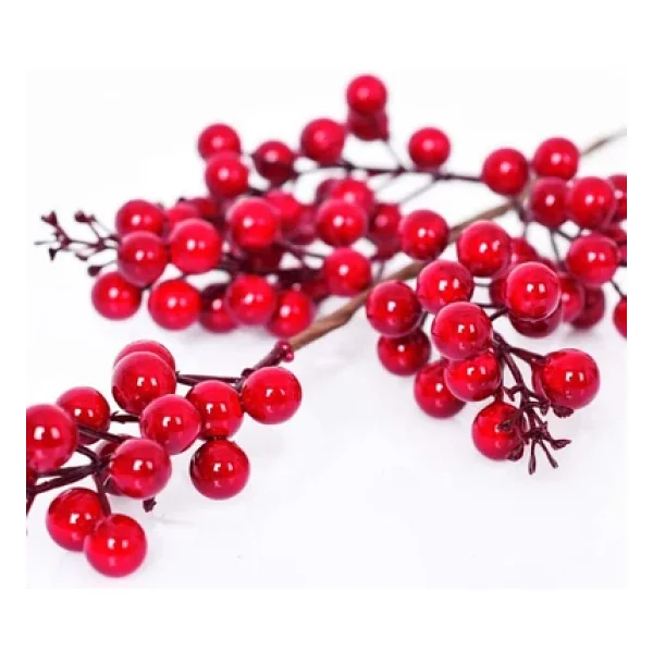 Yenigeldi 4 Adet El Yapımı Kokina Red Berry Yılbaşı Süs , Ev Parti Kış Noel Yılbaşı Süsü t107 - Görsel 6