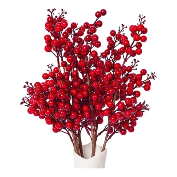 Yenigeldi 4 Adet El Yapımı Kokina Red Berry Yılbaşı Süs , Ev Parti Kış Noel Yılbaşı Süsü t107 - Görsel 7