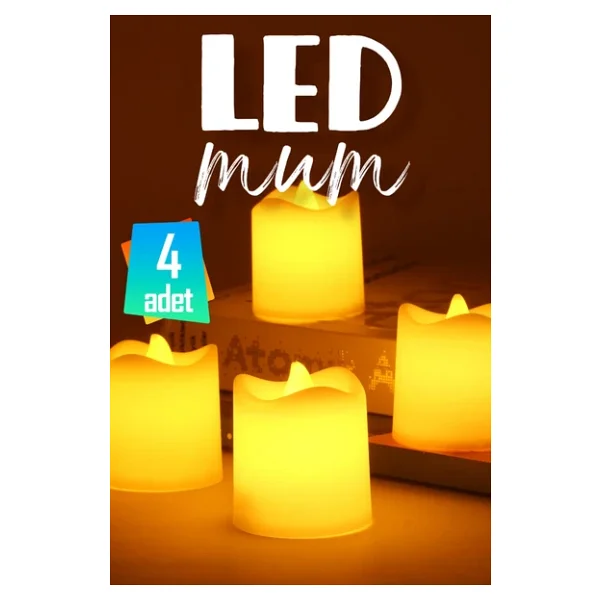 4 Adet Mat Beyaz Mini Led Mum Seti Pilli Dumansız Alevli Ledli Dekoratif Yapay Mum Dekor Işığı - Görsel 2